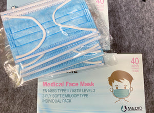 3. CAREWE Medical Face Mask- EN 14683 TYPE II & ASTM Level 2 (Child fit, Box of 40, Individual Pack)